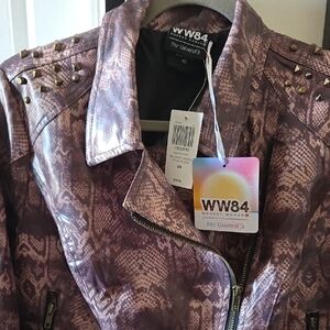 Her Universe Women's Studded Snakeskin Leather Jacket